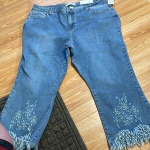 NWT CATO DENIM PLUS SPORTSWEAR CROP HI RISE 20W INSEAM MEASURES 24”